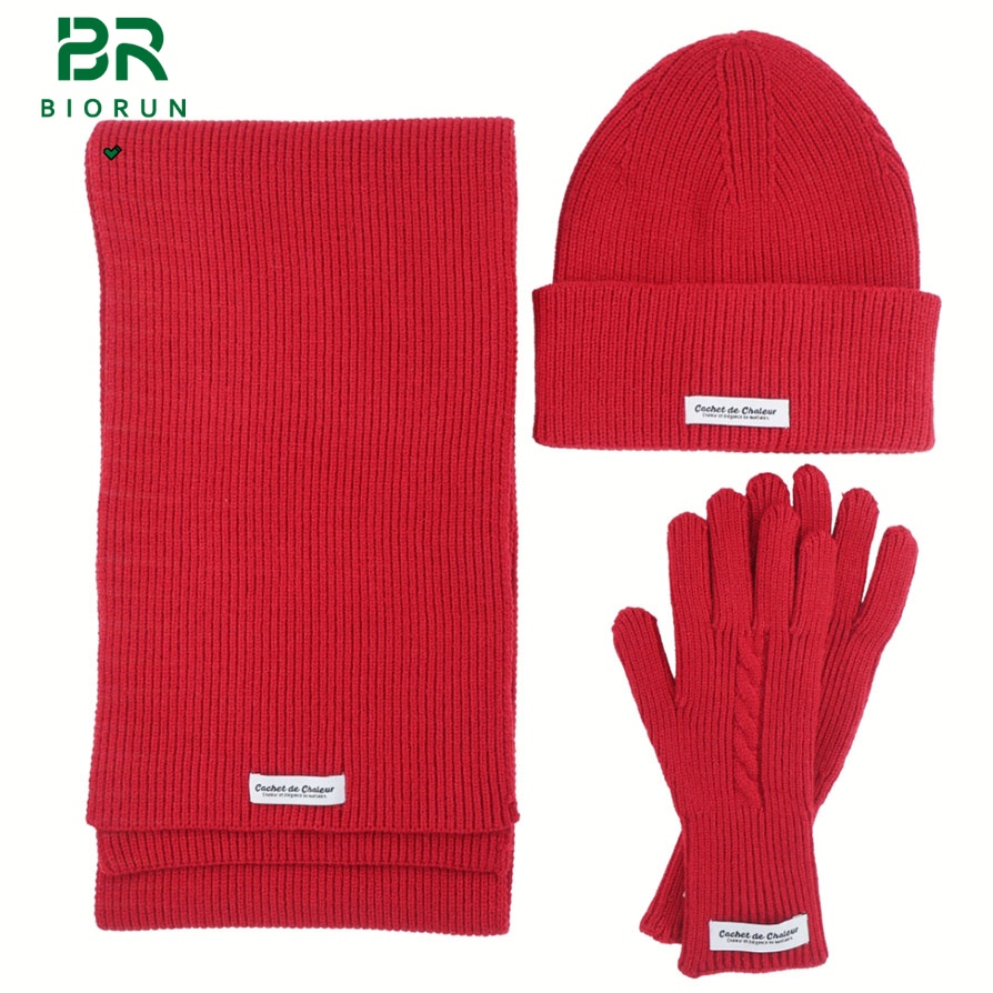 Scarf, hat, and gloves